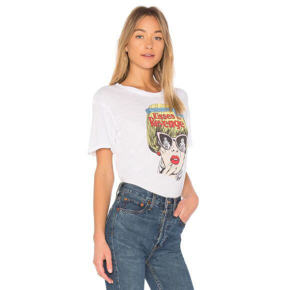 RE/DONE Kisses for Revenge Graphic Retro 70's Loose Tee Vintage White Sz XS $150 - Picture 4 of 12